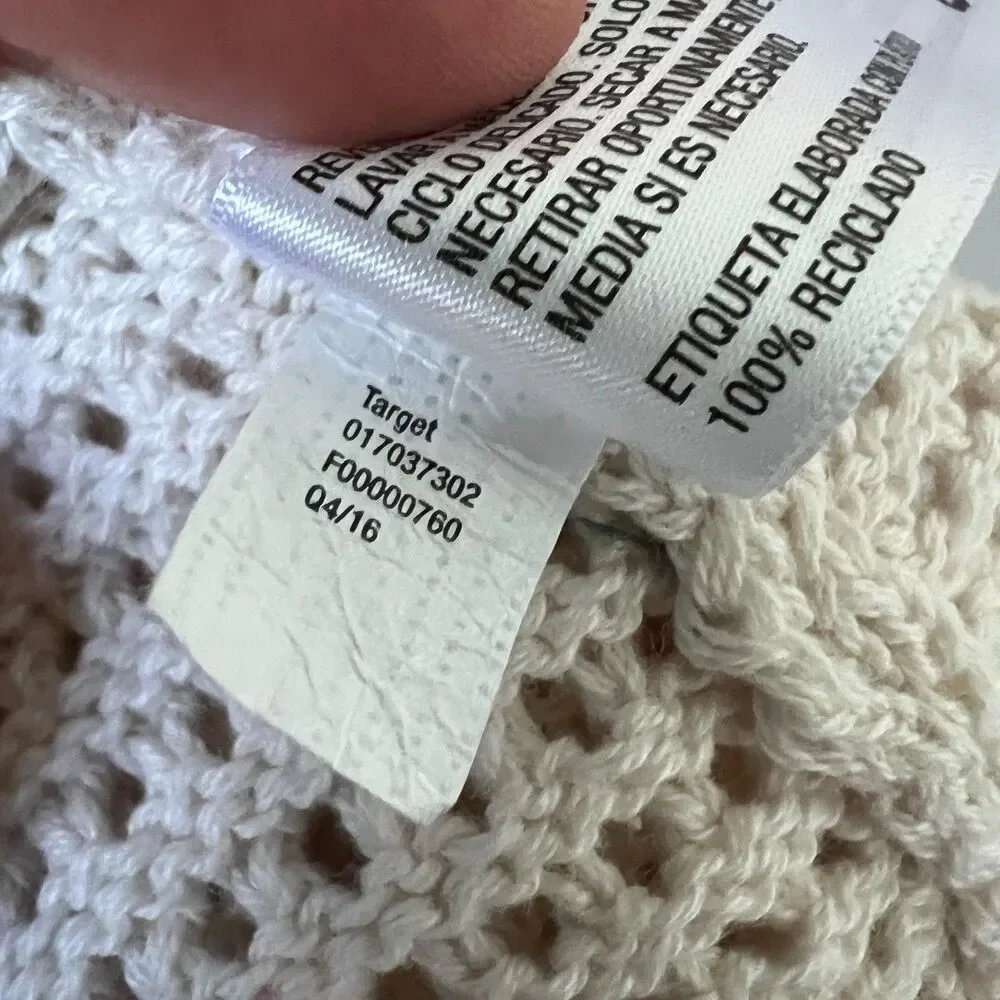 Cottagecore Mossimo Crochet Knit Midi Dress Boho Granny Square Festival Summer L